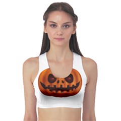 Halloween Pumpkin Sports Bra by Valentinaart