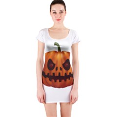 Halloween Pumpkin Short Sleeve Bodycon Dress by Valentinaart