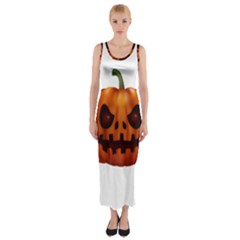 Halloween Pumpkin Fitted Maxi Dress by Valentinaart