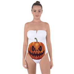 Halloween Pumpkin Tie Back One Piece Swimsuit by Valentinaart