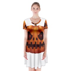 Halloween Pumpkin Short Sleeve V-neck Flare Dress by Valentinaart