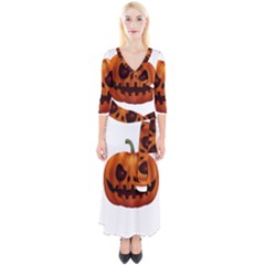 Halloween Pumpkin Quarter Sleeve Wrap Maxi Dress by Valentinaart