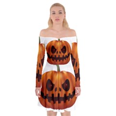 Halloween Pumpkin Off Shoulder Skater Dress by Valentinaart