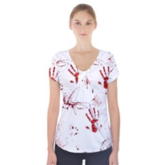 Massacre  Short Sleeve Front Detail Top by Valentinaart