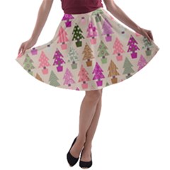 Christmas Tree Pattern A-line Skater Skirt by Valentinaart