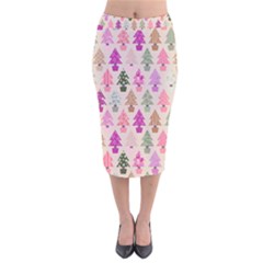 Christmas Tree Pattern Velvet Midi Pencil Skirt by Valentinaart