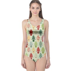 Christmas Tree Pattern One Piece Swimsuit by Valentinaart