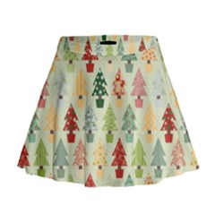 Christmas Tree Pattern Mini Flare Skirt by Valentinaart