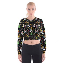 Christmas Pattern Cropped Sweatshirt by Valentinaart