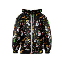 Christmas Pattern Kids  Zipper Hoodie by Valentinaart