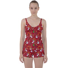 Christmas Pattern Tie Front Two Piece Tankini by Valentinaart