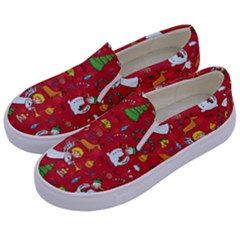 Christmas Pattern Kids  Canvas Slip Ons by Valentinaart