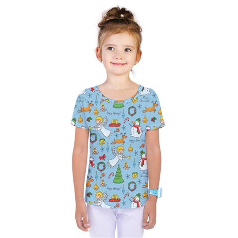 Christmas Pattern Kids  One Piece Tee by Valentinaart