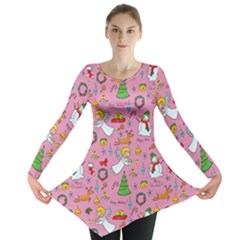 Christmas Pattern Long Sleeve Tunic  by Valentinaart