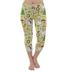 Christmas Pattern Capri Winter Leggings  by Valentinaart