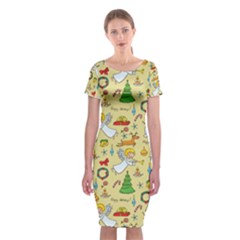 Christmas Pattern Classic Short Sleeve Midi Dress by Valentinaart