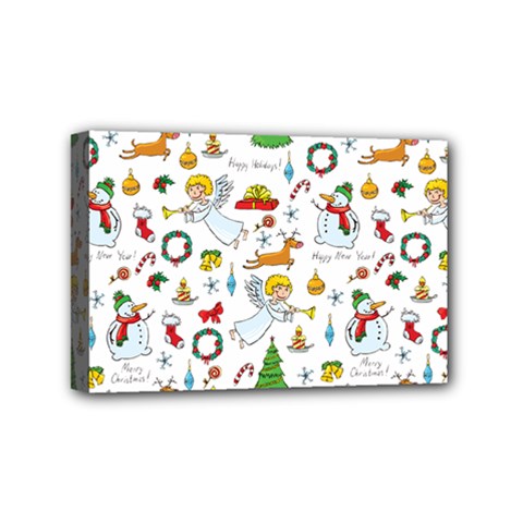 Christmas Pattern Mini Canvas 6  X 4  by Valentinaart