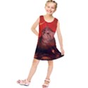 Cute Little Kitten, Red Background Kids  Tunic Dress View1