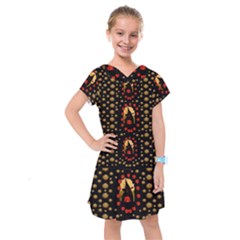 Pumkin Witch In Candles And White Magic Kids  Drop Waist Dress by pepitasart