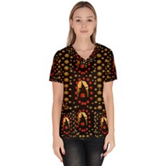 Pumkin Witch In Candles And White Magic Scrub Top by pepitasart