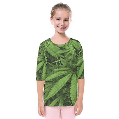 Marijuana Plants Pattern Kids  Quarter Sleeve Raglan Tee by dflcprints