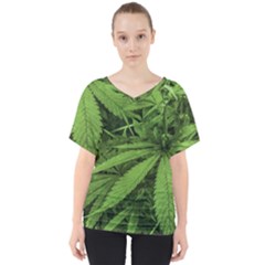 Marijuana Plants Pattern V-neck Dolman Drape Top