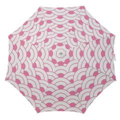 Art Deco Shell Pink White Straight Umbrellas by NouveauDesign