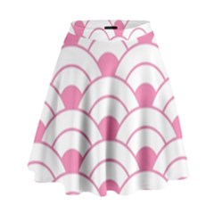 Art Deco Shell Pink White High Waist Skirt