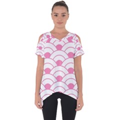 Art Deco Shell Pink White Cut Out Side Drop Tee