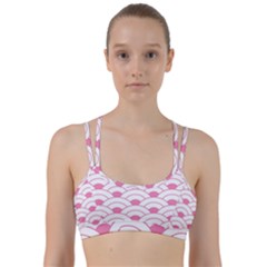 Art Deco Shell Pink White Line Them Up Sports Bra by NouveauDesign