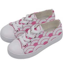 Art Deco Shell Pink White Kids  Low Top Canvas Sneakers