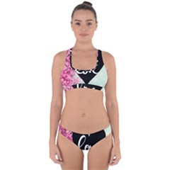 Modern Collage Shabby Chic Cross Back Hipster Bikini Set