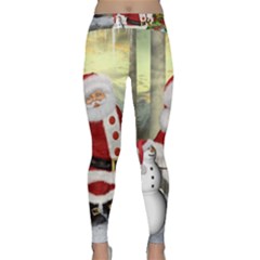 Sanata Claus With Snowman And Christmas Tree Classic Yoga Leggings by FantasyWorld7