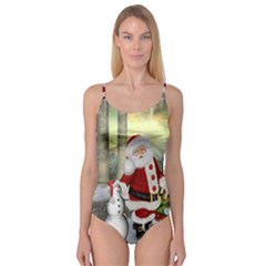 Sanata Claus With Snowman And Christmas Tree Camisole Leotard  by FantasyWorld7