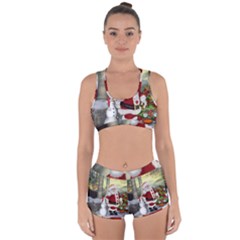 Sanata Claus With Snowman And Christmas Tree Racerback Boyleg Bikini Set by FantasyWorld7