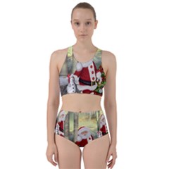 Sanata Claus With Snowman And Christmas Tree Racer Back Bikini Set by FantasyWorld7