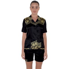 Art Nouvea Antigue Satin Short Sleeve Pyjamas Set