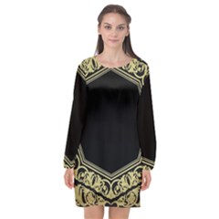 Art Nouvea Antigue Long Sleeve Chiffon Shift Dress  by NouveauDesign