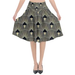 Art Deco Fan Pattern Flared Midi Skirt by NouveauDesign