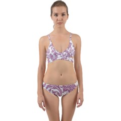 Vintage Floral Pattern Wrap Around Bikini Set