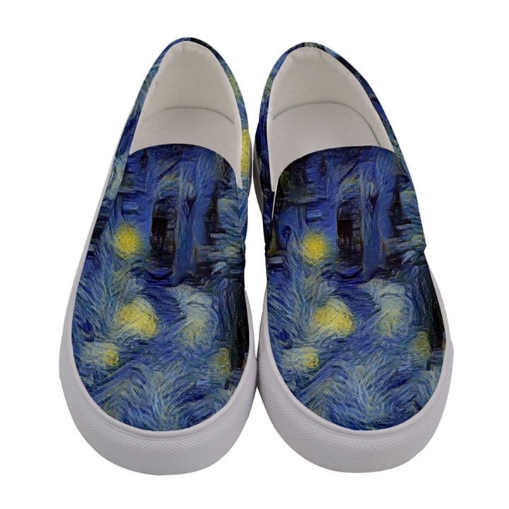 van gogh inspired Women s Canvas Slip Ons