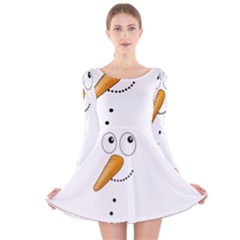 Cute Snowman Long Sleeve Velvet Skater Dress by Valentinaart