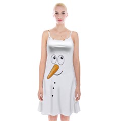 Cute Snowman Spaghetti Strap Velvet Dress by Valentinaart