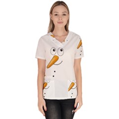 Cute Snowman Scrub Top by Valentinaart