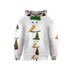 Cute Snowman Kids  Pullover Hoodie by Valentinaart