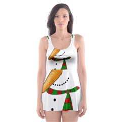 Cute Snowman Skater Dress Swimsuit by Valentinaart