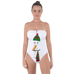 Cute Snowman Tie Back One Piece Swimsuit by Valentinaart