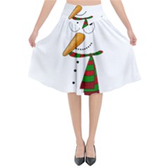 Cute Snowman Flared Midi Skirt by Valentinaart