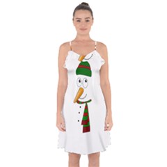 Cute Snowman Ruffle Detail Chiffon Dress by Valentinaart