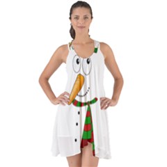 Cute Snowman Show Some Back Chiffon Dress by Valentinaart